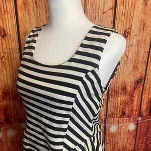 Monteau striped sleeveless dress size Large peplum skirt stretchy